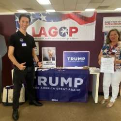 Enthusiastic Republicans in lobby HQ Grand Opening 9/7/2024 – enthusiastic Republicans in lobby