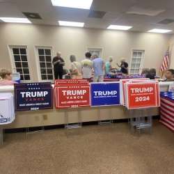 Lots of yard signs HQ Grand Opening 9/7/2024 – lots of yard signs