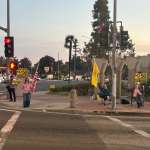 Intersection rally at 5 Points, Whittier, on Saturday