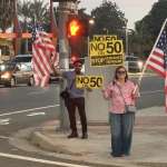 Ben and Sylvia at Vote No on Prop 50 rally